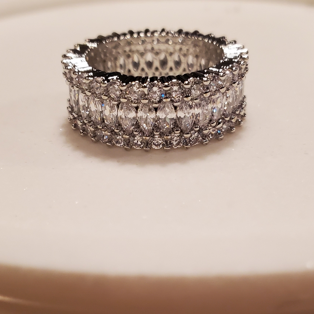 Diamond baguette crown ring with 925 band - Picture 3 of 7